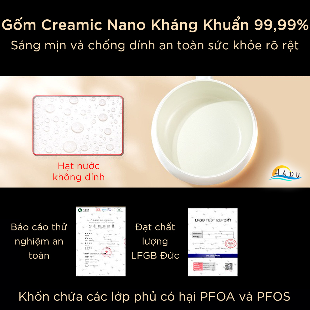 Nồi Chống Dính Mini 16cm – Ceramic Cao Cấp, Hợp Kim Nhôm, Kháng Khuẩn 99.99%, Dùng Cho Mọi Loại Bếp SSGP