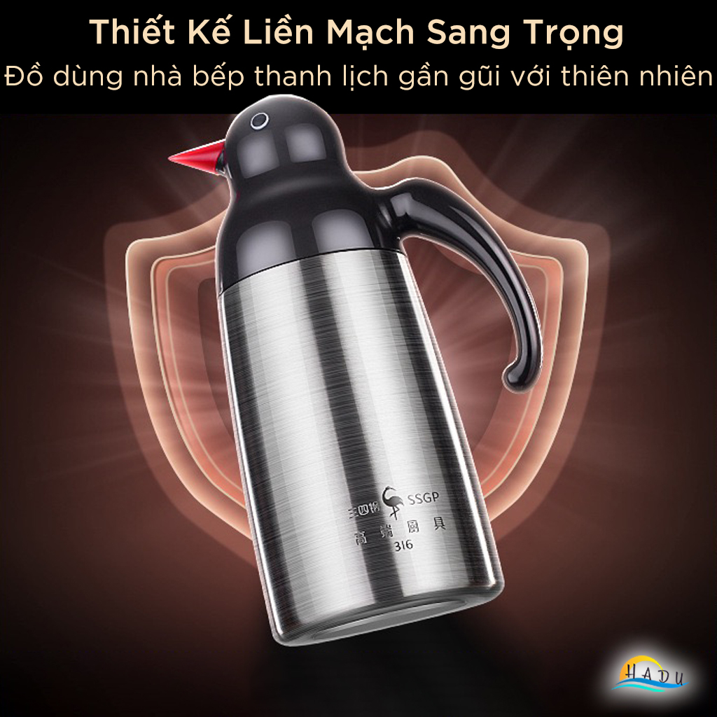 Bình Rót Dầu Ăn Inox 316L SSGP, 800ml, Nắp Mở Tự Động, Chống Rò Rỉ, Đạt Chất Lượng LFGB Đức