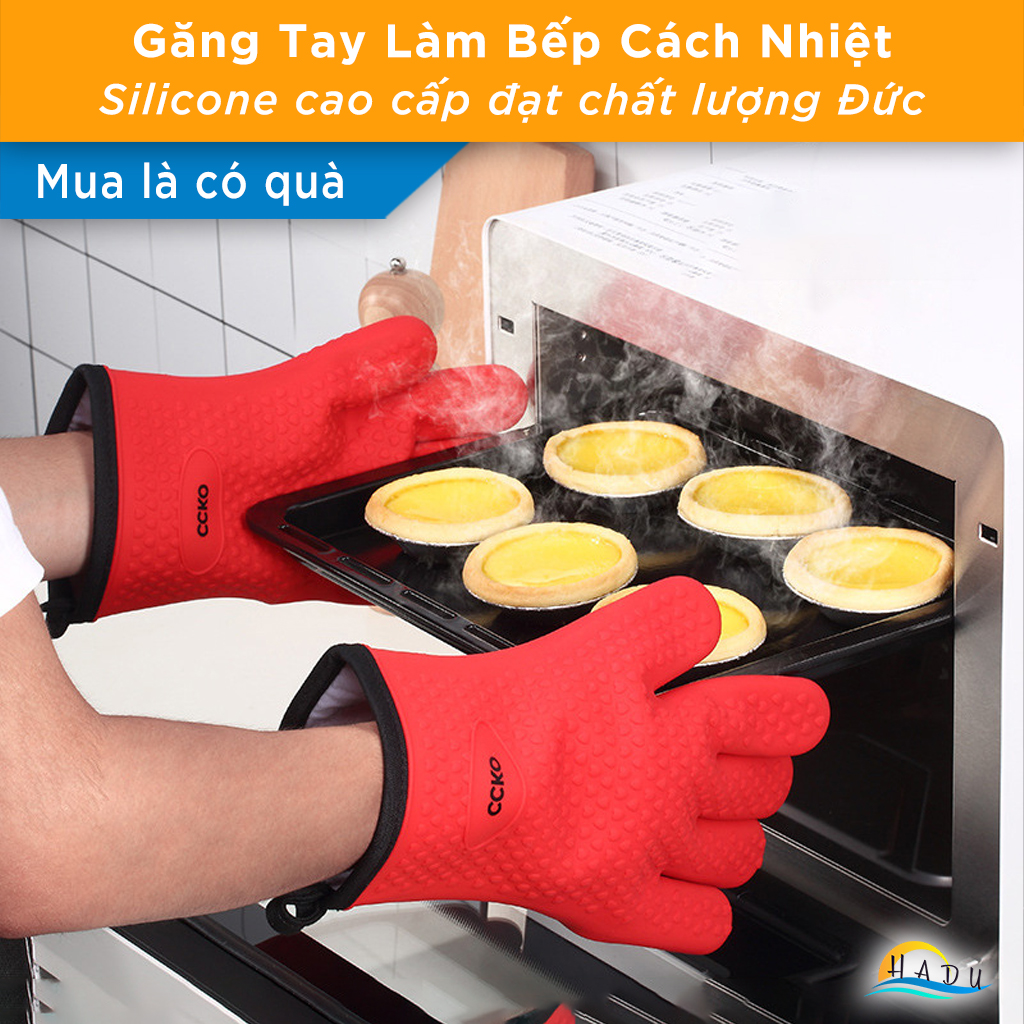 Găng Tay Silicone Cao Cấp Chịu Nhiệt 230°C, Chống Nóng, Dễ Vệ Sinh, Thiết Kế An Toàn Cho Nấu Ăn CCKO