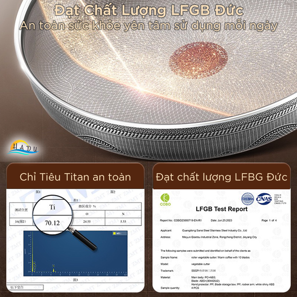 Chảo Chống Dính Cao Cấp Titanium – 24cm, 26cm, 28cm, Inox 304, Nắp Pha Lê Sang Trọng, Dùng Cho Bếp Từ SSGP