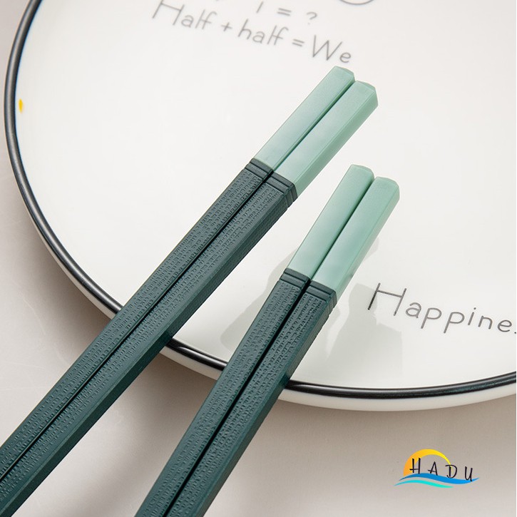Bộ 10 Đôi Đũa Hợp Kim HADU, Chống Mốc, Chống Trơn Trượt, Dài 27.3cm, Kèm Hộp, Màu Xanh