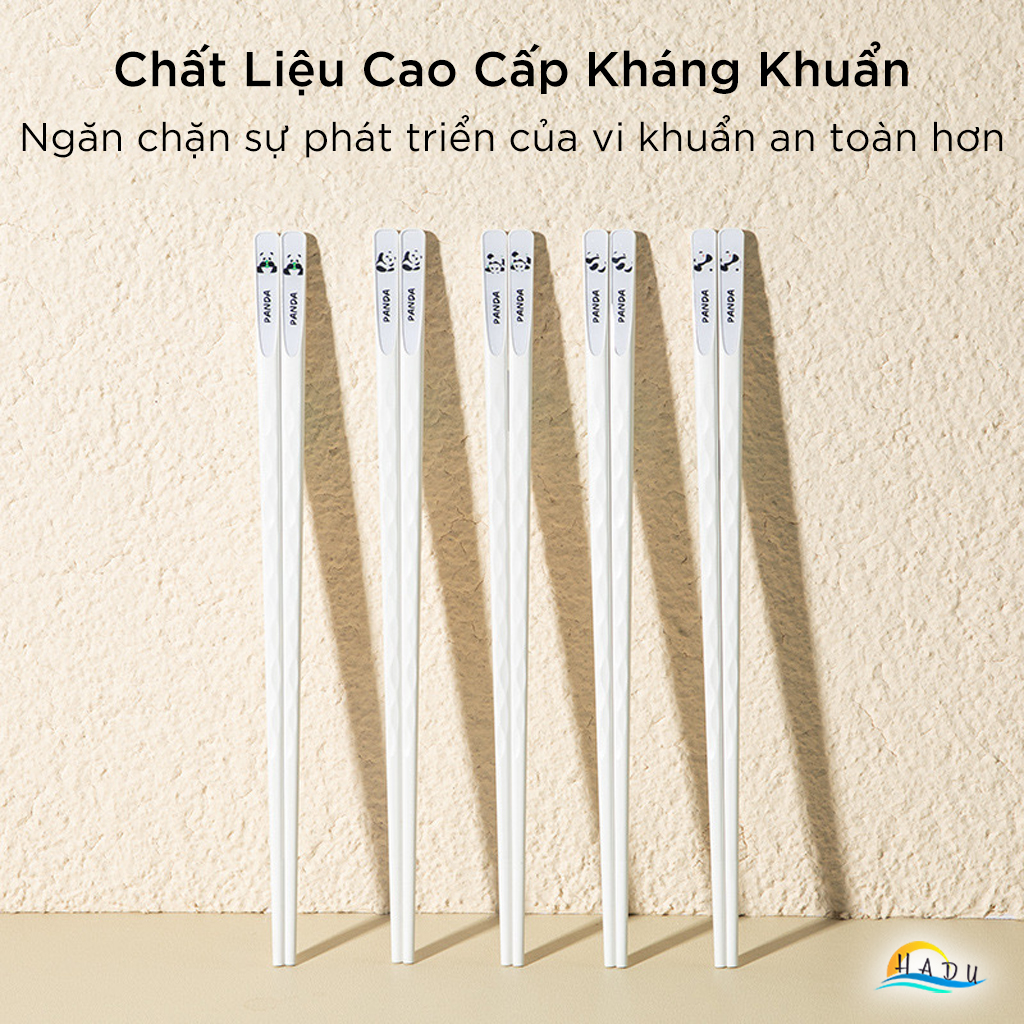 Bộ 5 Đôi Đũa Sợi Thủy Tinh HADU Kháng Khuẩn, Chống Mốc, Đầu Nhám Chống Trơn, Màu Trắng