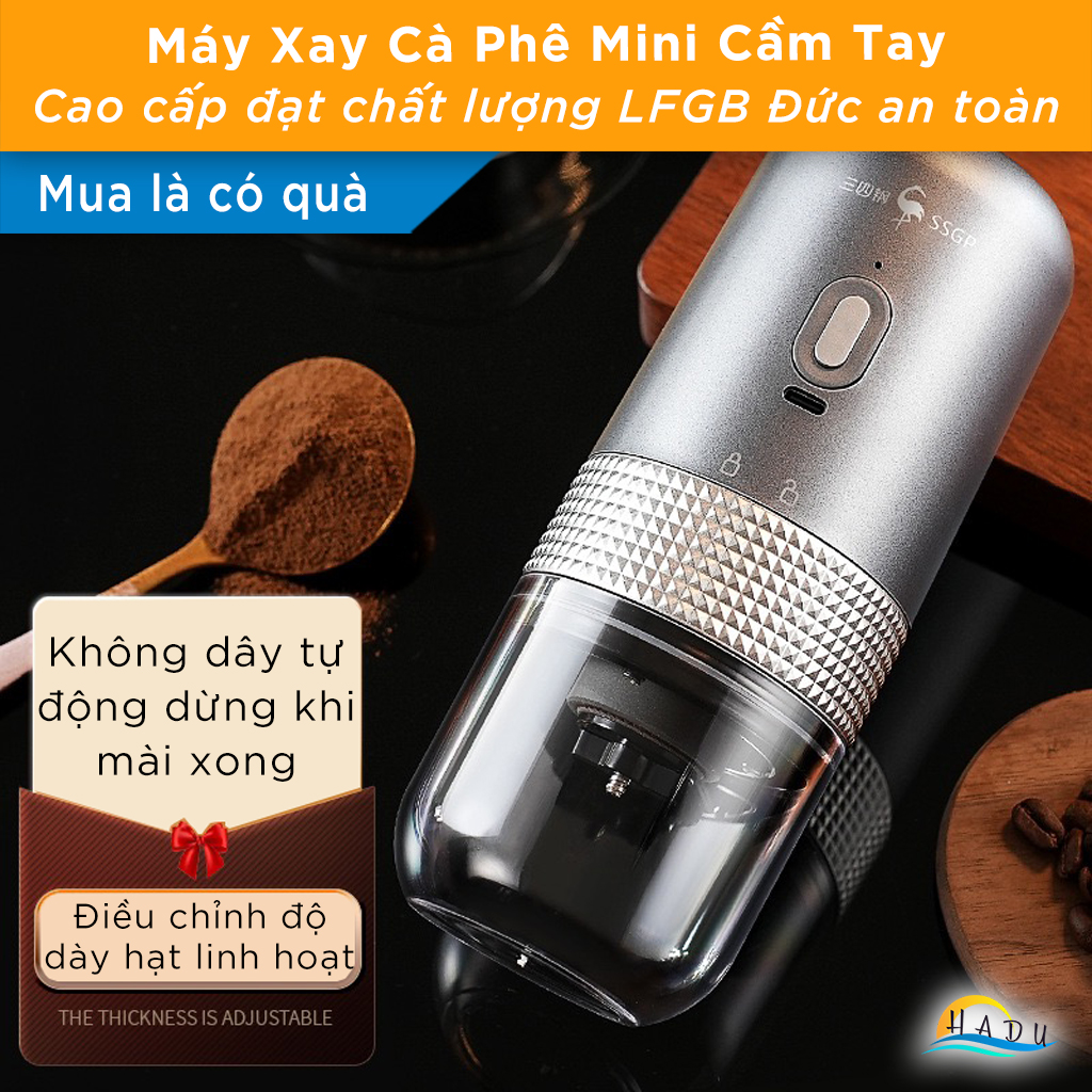 Máy Xay Cà Phê Hạt Cầm Tay Mini Tự Động Cao Cấp Đạt Chất Lượng LFGB Đức SSGP