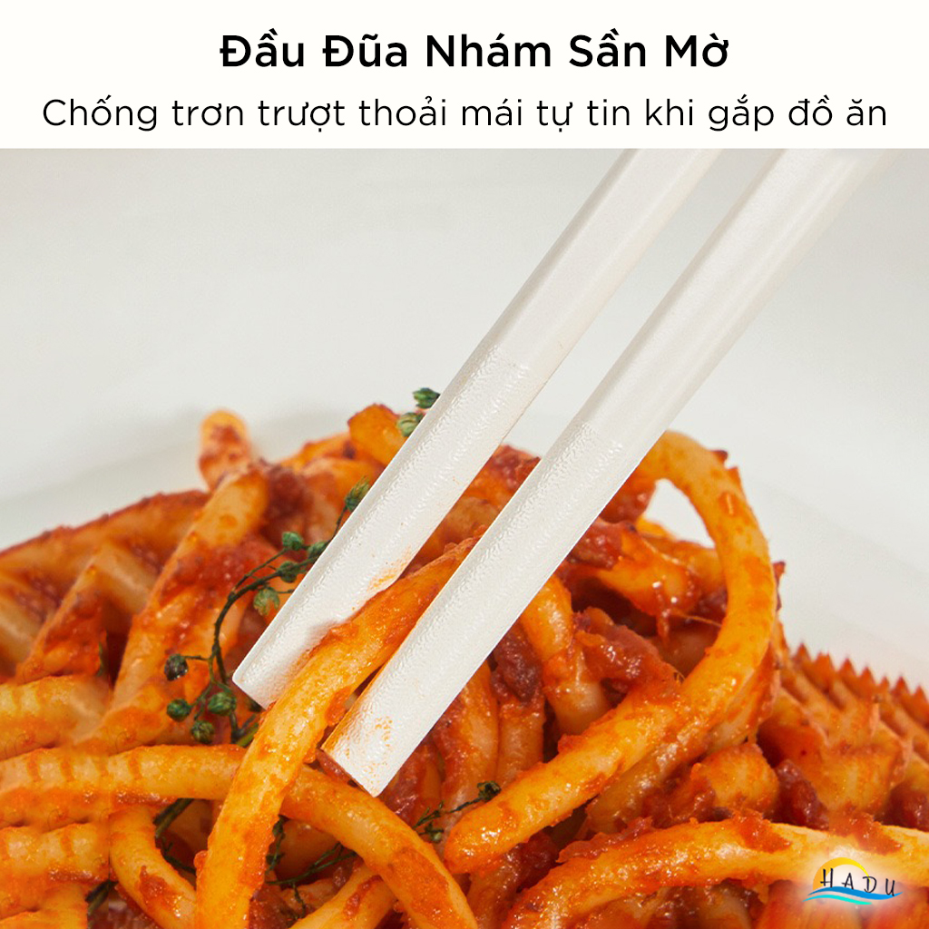 Đũa Ăn Cơm Kháng Khuẩn HADU Màu Trắng Be, Đũa Sợi Thủy Tinh Chống Mốc, Đầu Nhám Chống Trượt, Chịu Nhiệt 120°C