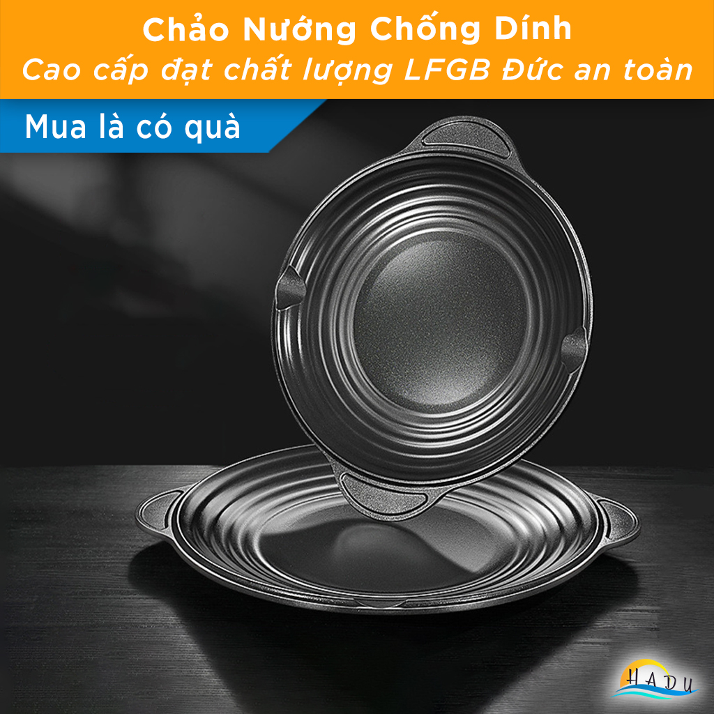 Chảo Nướng Gốm Titan SSGP Chống Dính, Size 32cm 38cm, Độ Cứng 9H, Không PFOA, Đạt Chất Lượng LFGB Đức