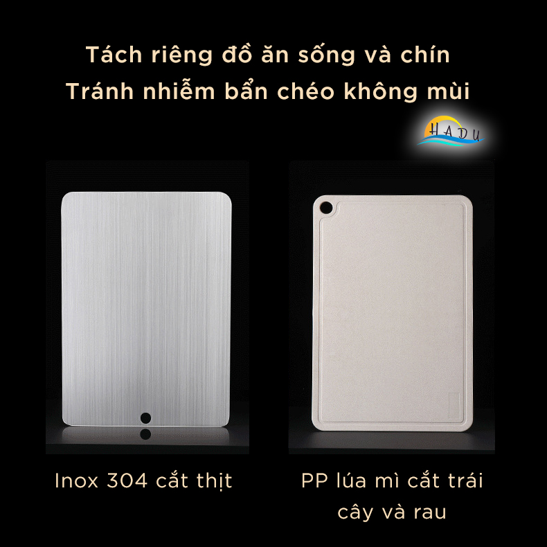 Bộ Thớt Kháng Khuẩn Inox Cao Cấp 2 In 1 Có Thể Tách Rời Đồ Ăn Sống Và Chín Đạt Chất Lượng Đức SSGP