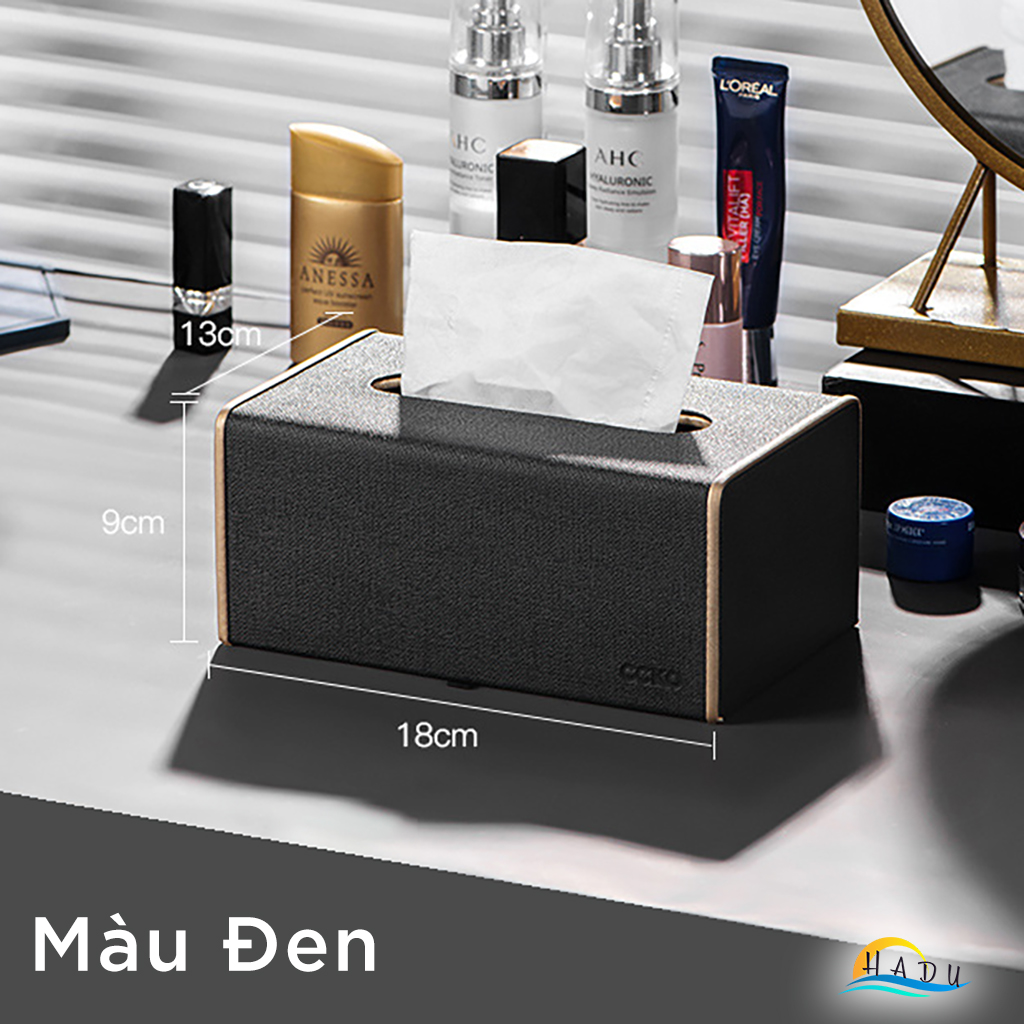 Hộp Đựng Khăn Giấy Bọc Da CCKO, Để Bàn Sang Trọng, Đáy Nam Châm, Nhiều Màu
