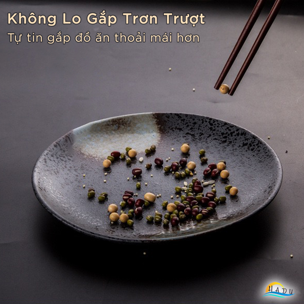 Bộ 10 Đôi Đũa Gỗ Đàn Hương Đỏ HADU, Chống Mốc, Chống Trơn, Dài 25cm