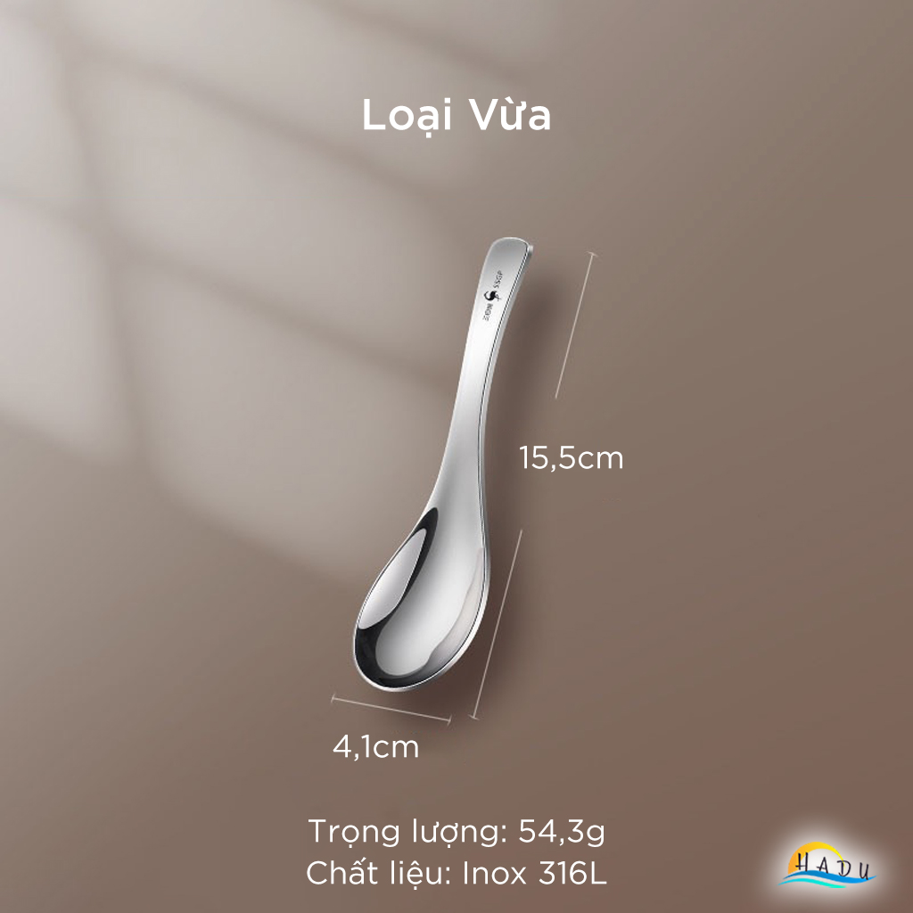 Thìa Sâu Lòng Inox 316L SSGP, Muỗng Ăn Cơm Canh Phở Dày Dặn, Sáng Bóng Cao Cấp Đạt Chất Lượng LFGB Đức