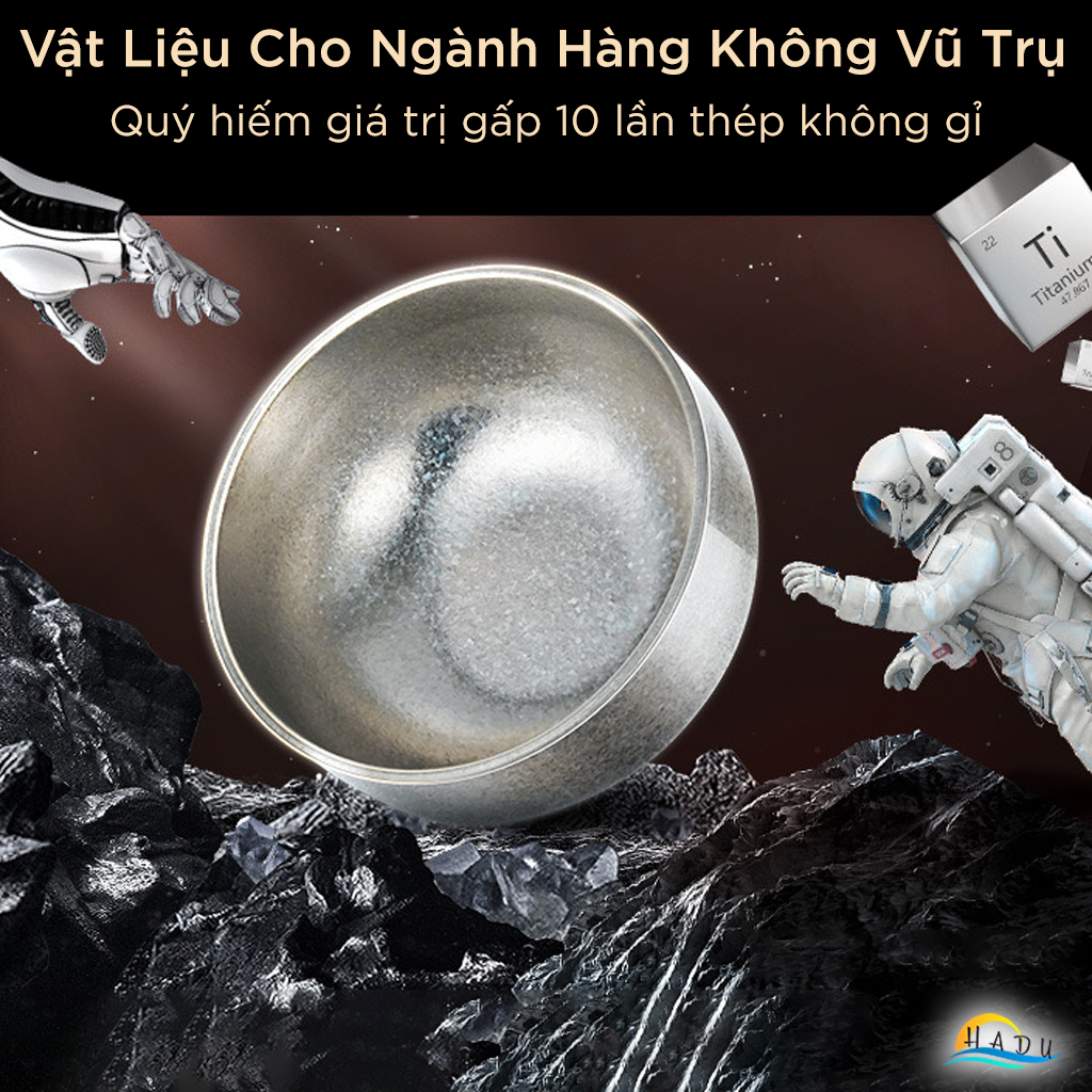 Bát Titan Cách Nhiệt 2 Lớp SSGP, Nguyên Chất, Siêu Nhẹ 100g, 11.5cm, Đạt Chất Lượng LFGB Đức