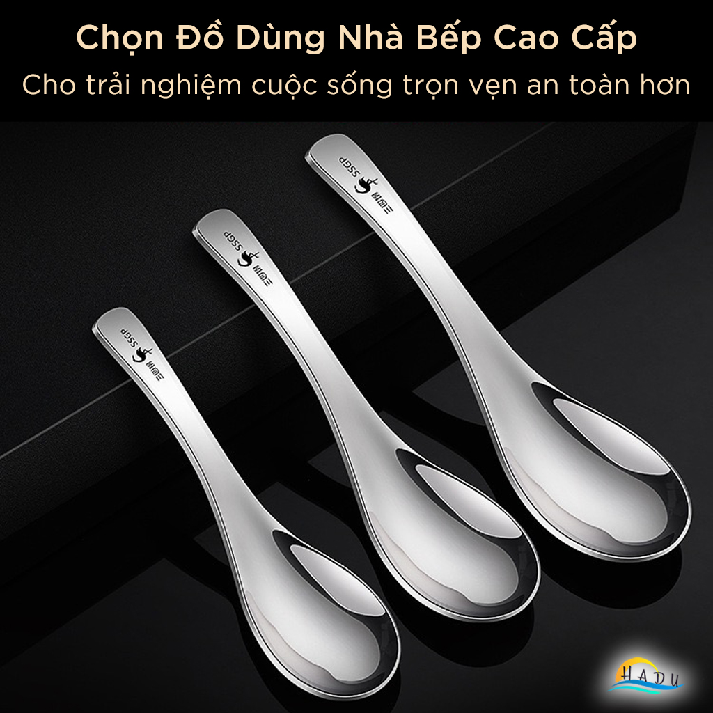 Thìa Sâu Lòng Inox 316L SSGP, Muỗng Ăn Cơm Canh Phở Dày Dặn, Sáng Bóng Cao Cấp Đạt Chất Lượng LFGB Đức