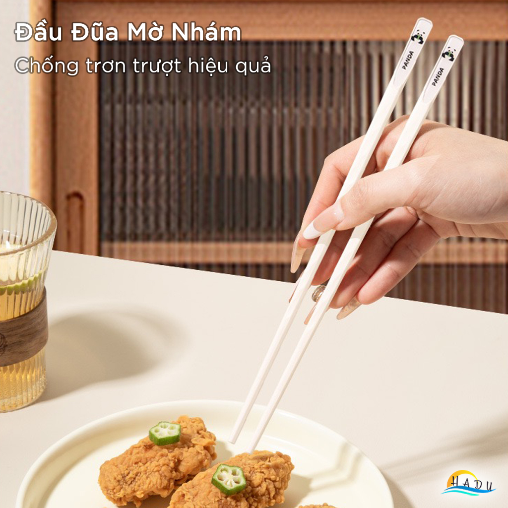 Bộ 5 Đôi Đũa Sợi Thủy Tinh HADU Kháng Khuẩn, Chống Mốc, Đầu Nhám Chống Trơn, Màu Trắng