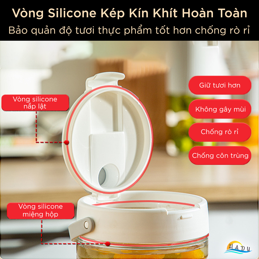 Hộp Đựng Dưa Cà Muối Chua Thủy Tinh Cao Cấp 900ml 1200ml 1600ml Đạt Chất Lượng LFGB Đức SSGP