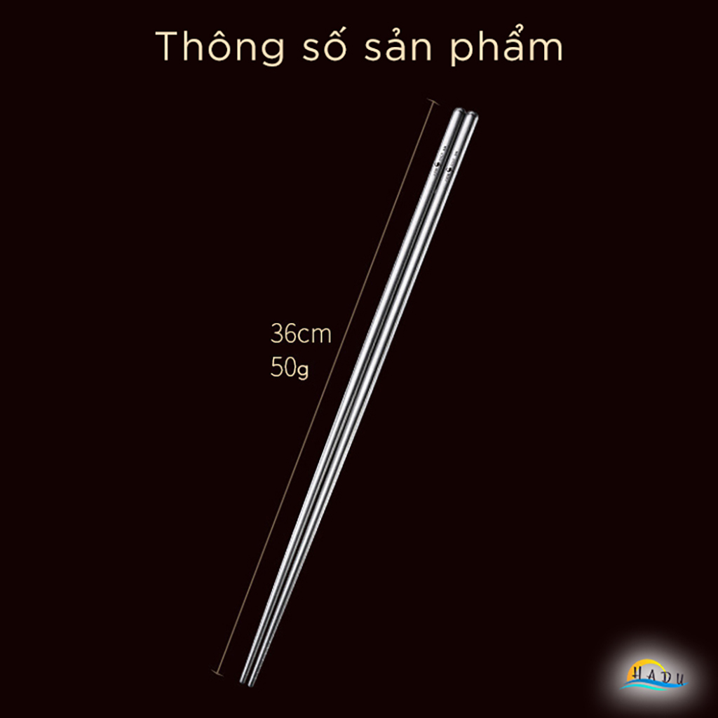 Đũa Nấu Ăn Inox 304 Cao Cấp Dài 36cm, Chống Trượt 360 Độ, Kháng Khuẩn, Không Thấm Nước, An Toàn Cho Sức Khỏe SSGP