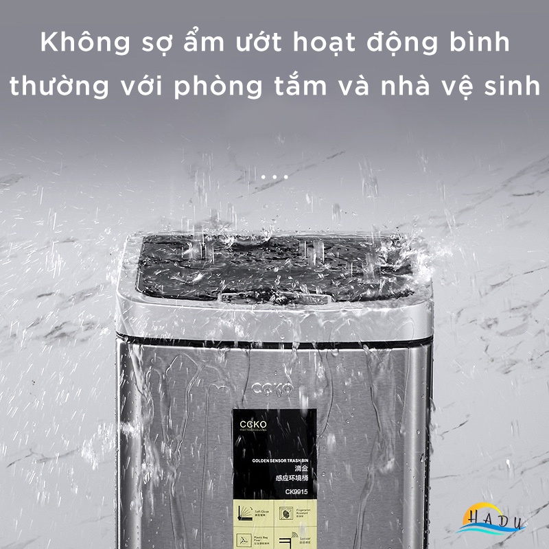 Thùng Rác Cảm Ứng Tự Động CCKO 6L, Thân Inox Chống Vân Tay, Cắm Điện, Đèn LED