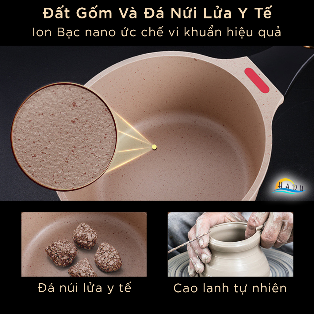 Nồi Chống Dính Bếp Từ SSGP 18cm, Cảm Biến Nhiệt, Đáy 5 Lớp, Phủ Gốm Đá, Đạt Chất Lượng LFGB Đức