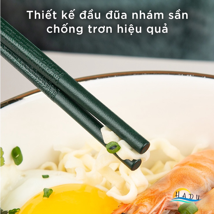 Bộ 5 Đôi Đũa Sợi Thủy Tinh HADU Họa Tiết Hoa Anh Đào, Kháng Khuẩn, Chống Trơn, 24.3cm, Màu Xanh Bắc Âu