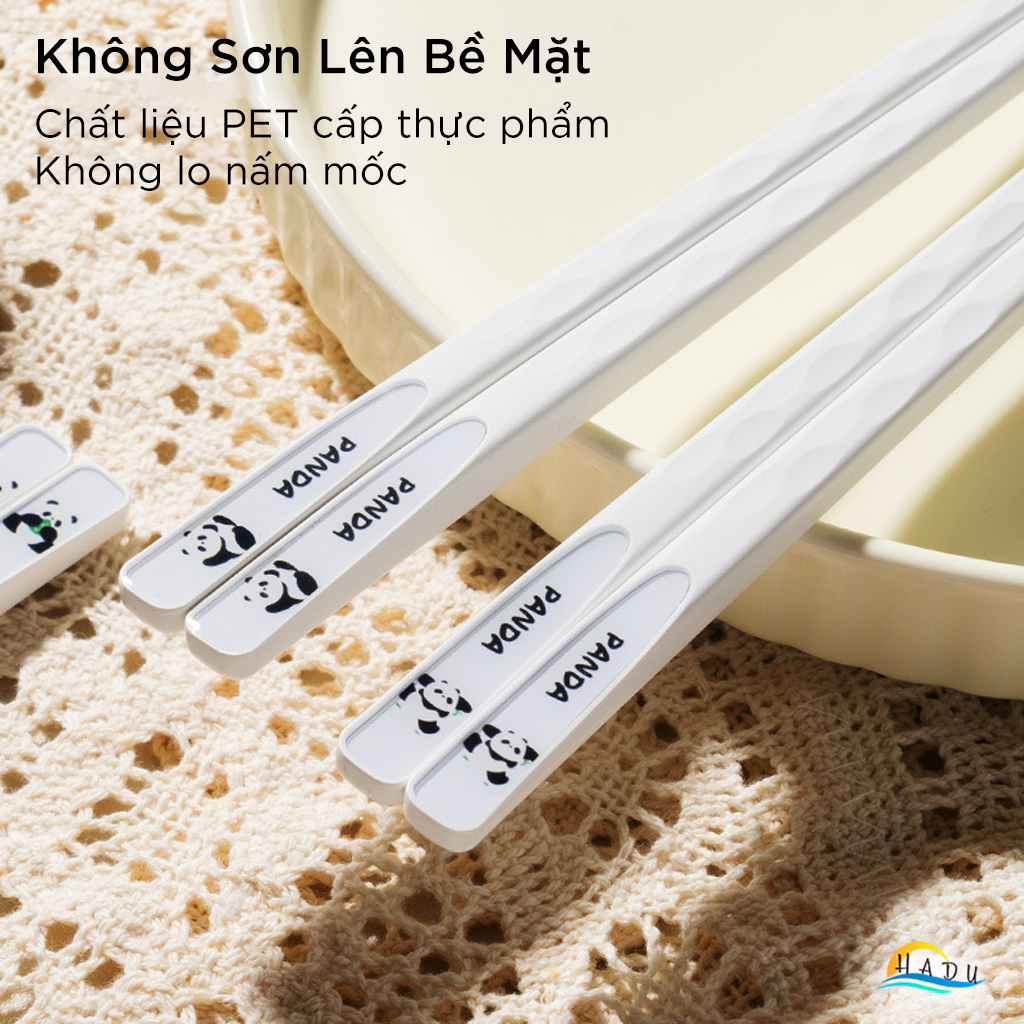 Bộ 5 Đôi Đũa Sợi Thủy Tinh HADU Kháng Khuẩn, Chống Mốc, Đầu Nhám Chống Trơn, Màu Trắng