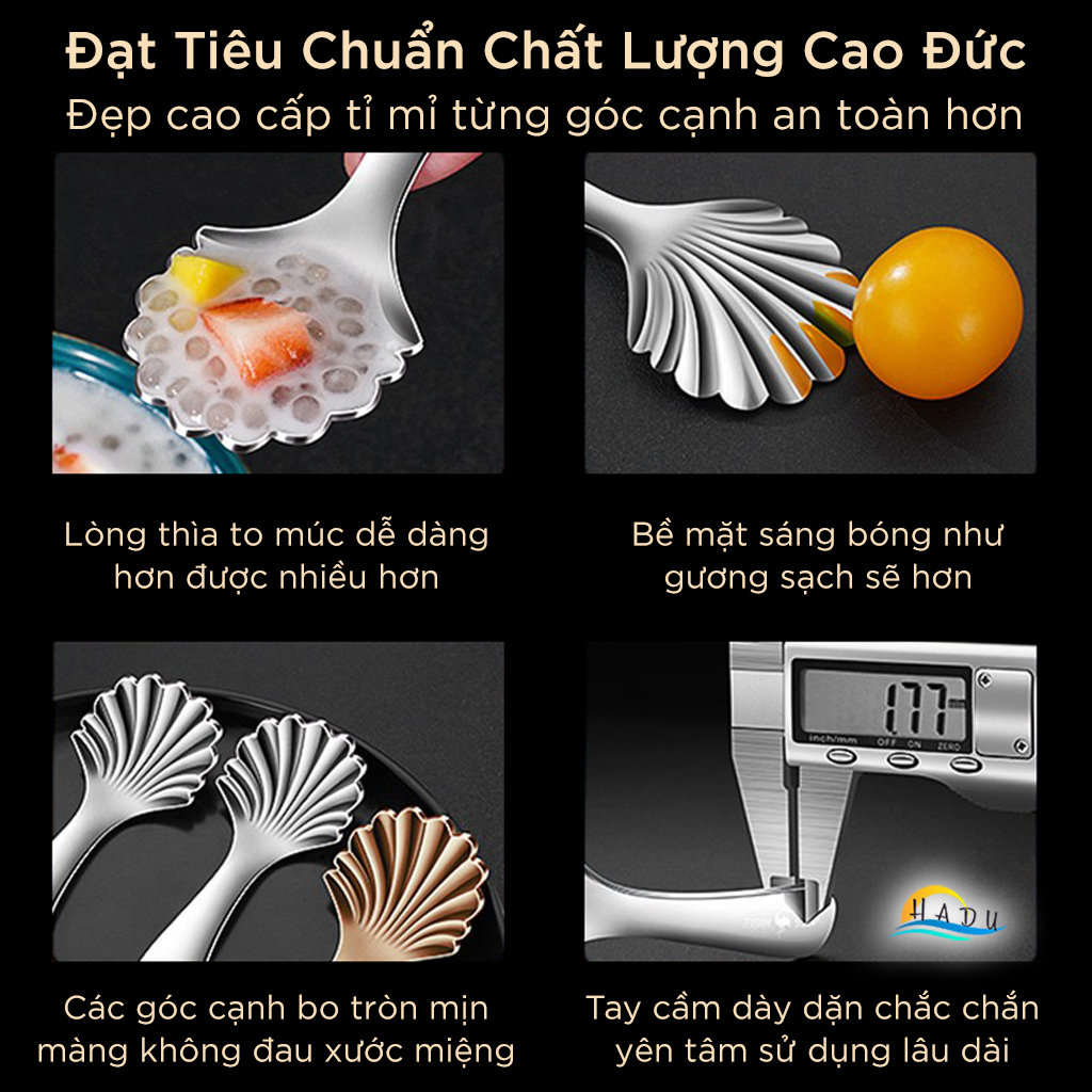 Thìa Múc Inox 304 Cao Cấp – Đầu Sâu, Tay Cầm Thoải Mái, Đa Năng Dùng Múc Trà, Sữa Bột, Bánh, Thạch SSGP