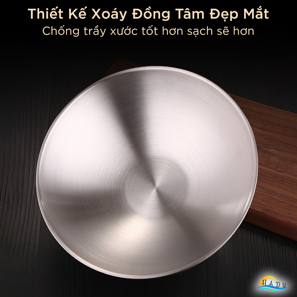 Tô Ăn Mì Phở Inox 304 SSGP, 2 Lớp Cách Nhiệt Chống Nóng, Chân Đế Cao, 24cm, Đạt Chất Lượng LFGB Đức