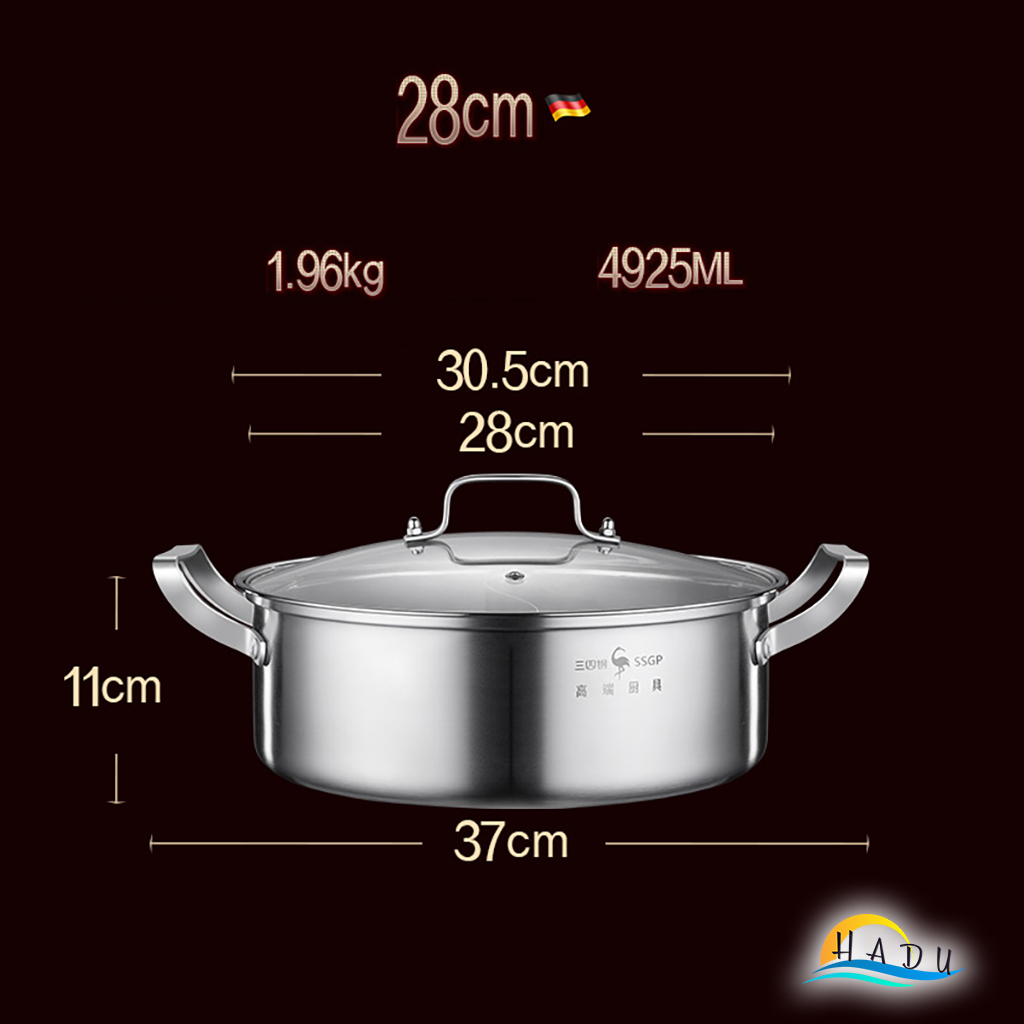 Nồi Lẩu 2 Ngăn Dùng Được Bếp Từ Đa Năng Inox 304 Cao Cấp 28cm 30cm Đạt Chất Lượng Đức SSGP