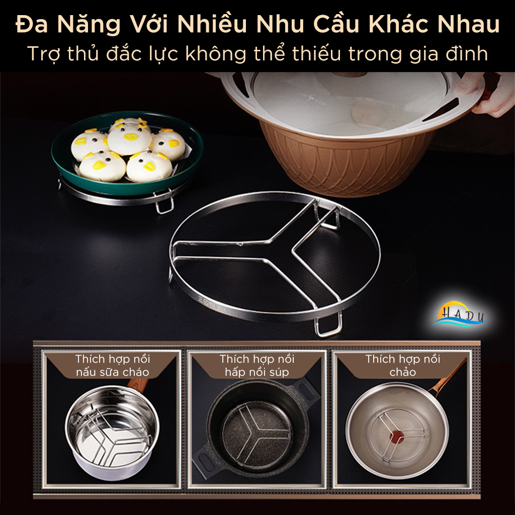 Giá Hấp Inox 304 SSGP, 3 Chân Chắc Chắn, Đường Kính 16cm 18cm, Hấp Bánh Bao, Rau Củ, Đạt Chất Lượng LFGB Đức