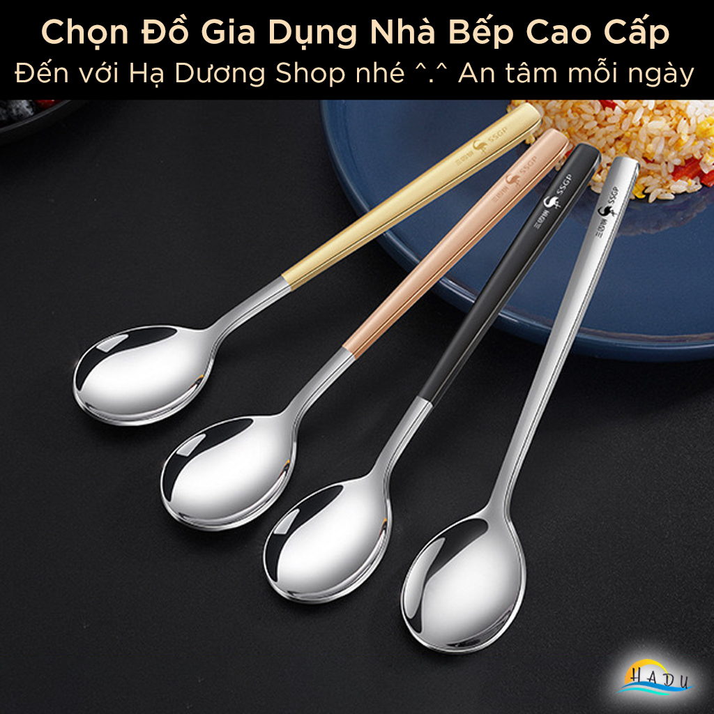 [Hộp 4 Cái] Thìa Ăn Cơm Inox 316L SSGP, Kháng Khuẩn, Dài 18.8cm, Đạt Chất Lượng LFGB Đức
