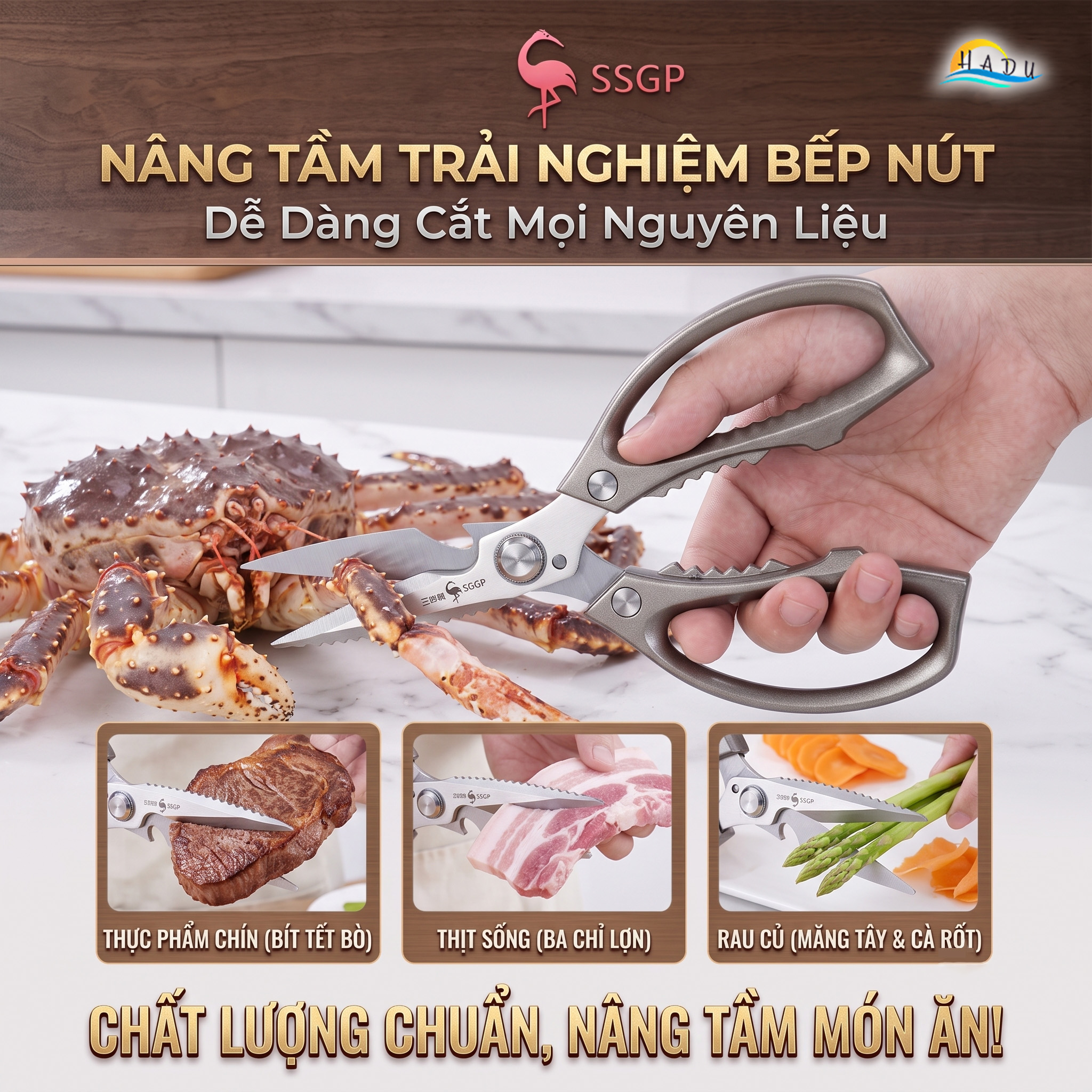 Kéo Cắt Xương Gà Nhà Bếp Đa Năng Cao Cấp Thép Không Gỉ Đạt Chất Lượng LFGB Đức SSGP