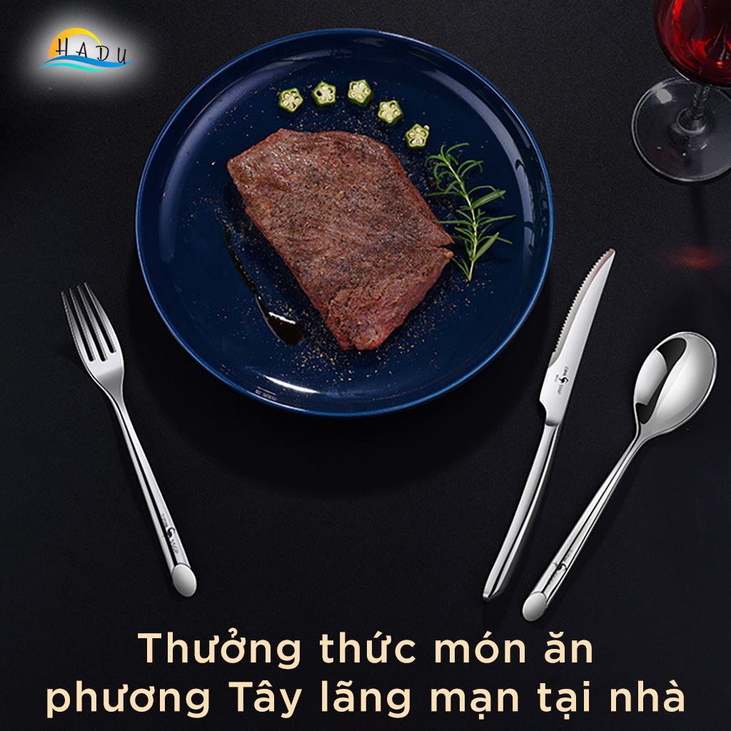 Bộ 12 Món Dao Dĩa Ăn Bít Tết SSGP, Inox 304, Lưỡi Răng Cưa Sắc Bén, Đạt Chất Lượng LFGB Đức