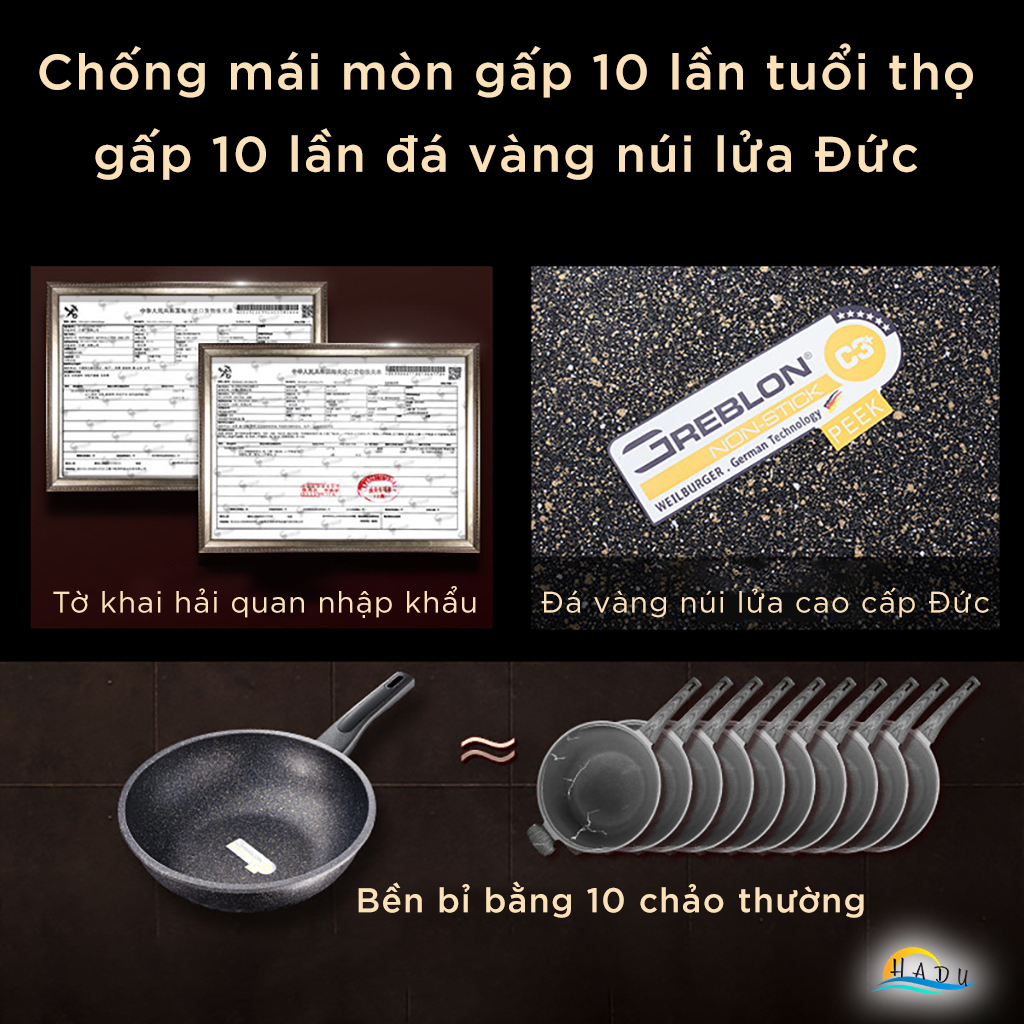 Chảo Đá Núi Lửa Bếp Từ SSGP 30cm, Chịu Nhiệt 460°C, Lòng Sâu 9.5cm, Đạt Chất Lượng LFGB Đức