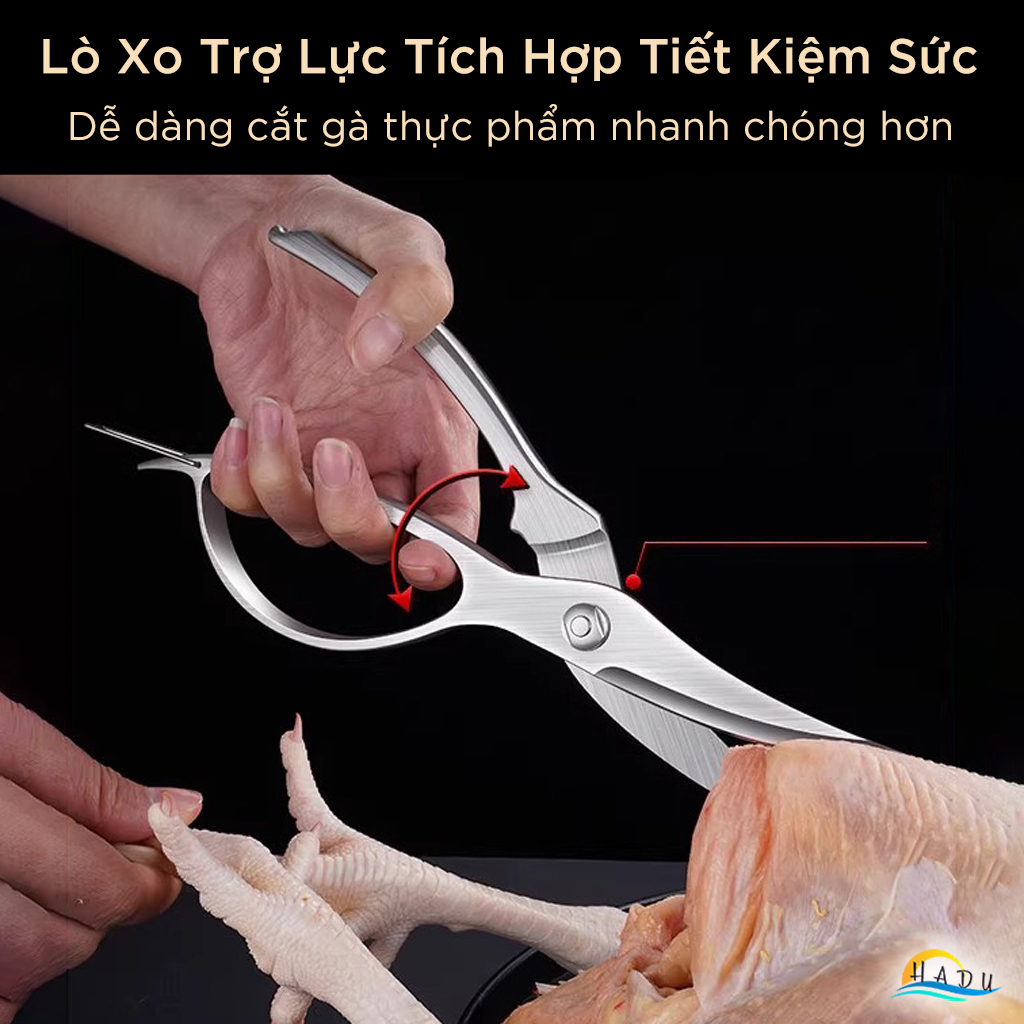 Kéo Cắt Gà Trợ Lực Nhà Bếp Cao Cấp SSGP, Kéo Cắt Thực Phẩm Cộng Lực Không Gỉ Đạt Chất Lượng LFGB Đức