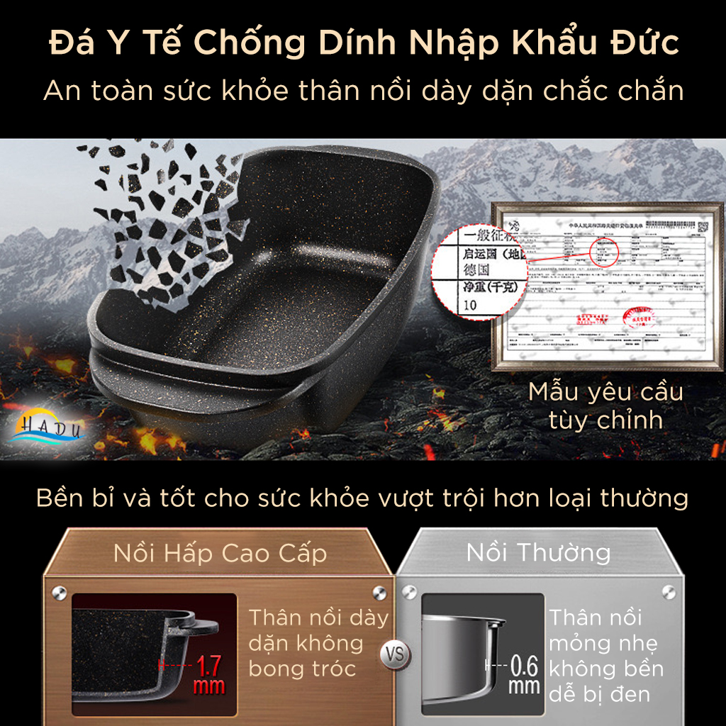 Nồi Hấp Cá Nguyên Con Hình Bầu Dục Cách Thủy Chống Dính 32cm Cao Cấp Đạt Chất Lượng LFGB Đức SSGP