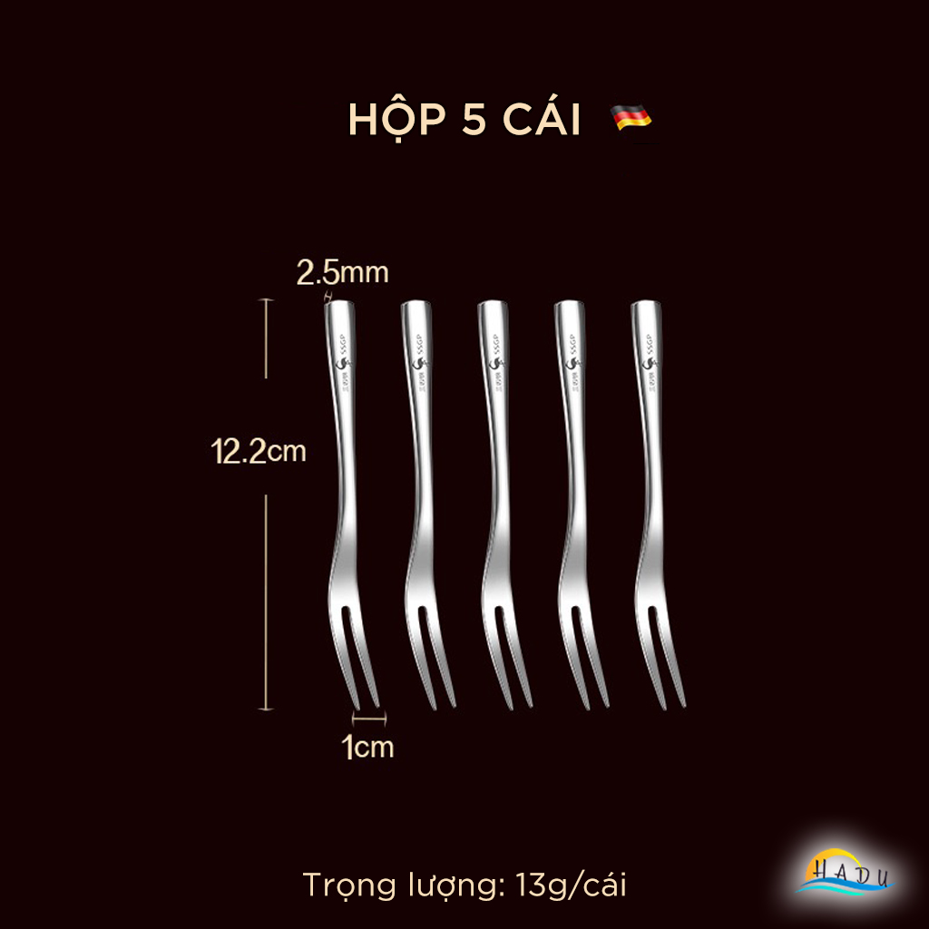 Nĩa Ăn Hoa Quả SSGP Inox 316L, Dài 12.2cm, Dày 2.5mm, Đạt Chất Lượng LFGB Đức