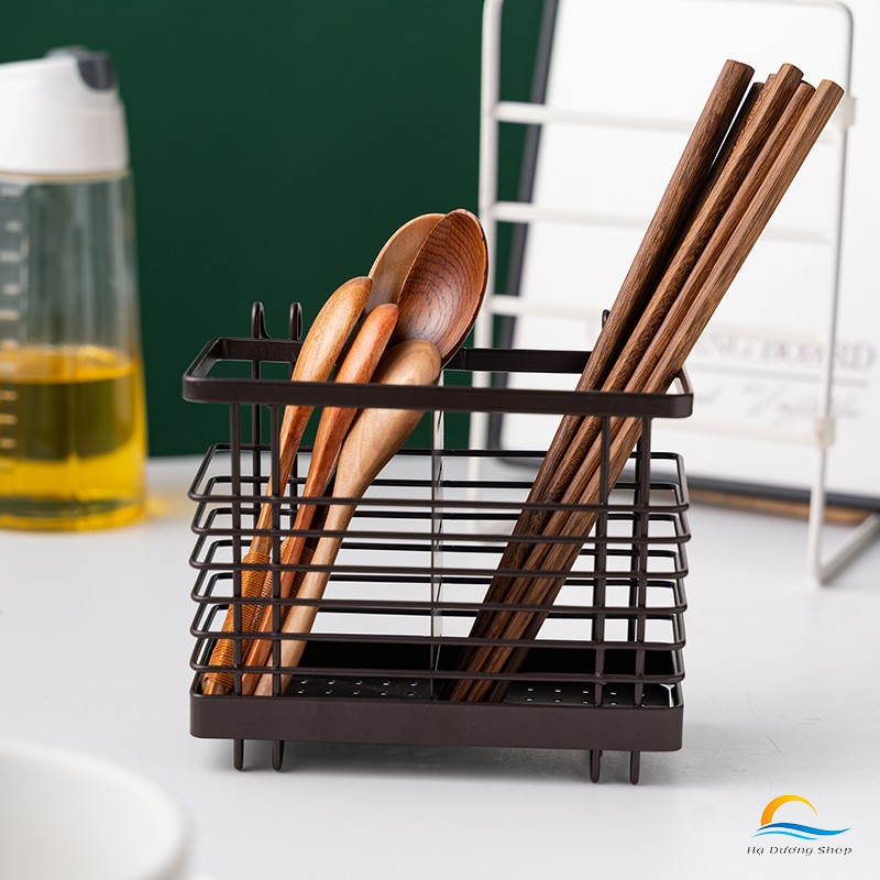 Hộp đựng muỗng đũa treo tường sơn tĩnh điện nâu bền đẹp hiện đại an toàn cao cấp HADU