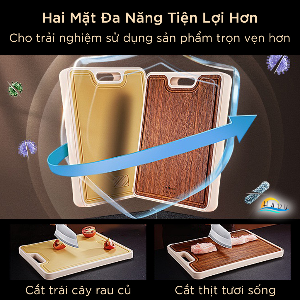 Thớt Gỗ Đàn Hương 2 Mặt SSGP, Kèm Chỗ Mài Gừng Tỏi, Chống Mốc, Đạt Chất Lượng LFGB Đức