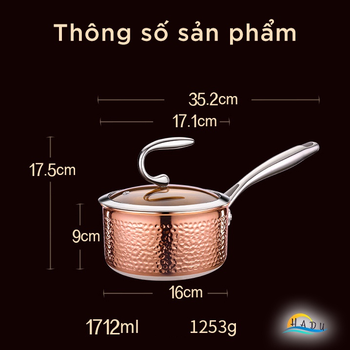 Nồi Inox Bếp Từ 304 3 Đáy Cao Cấp 16cm Đạt Chất Lượng Đức SSGP