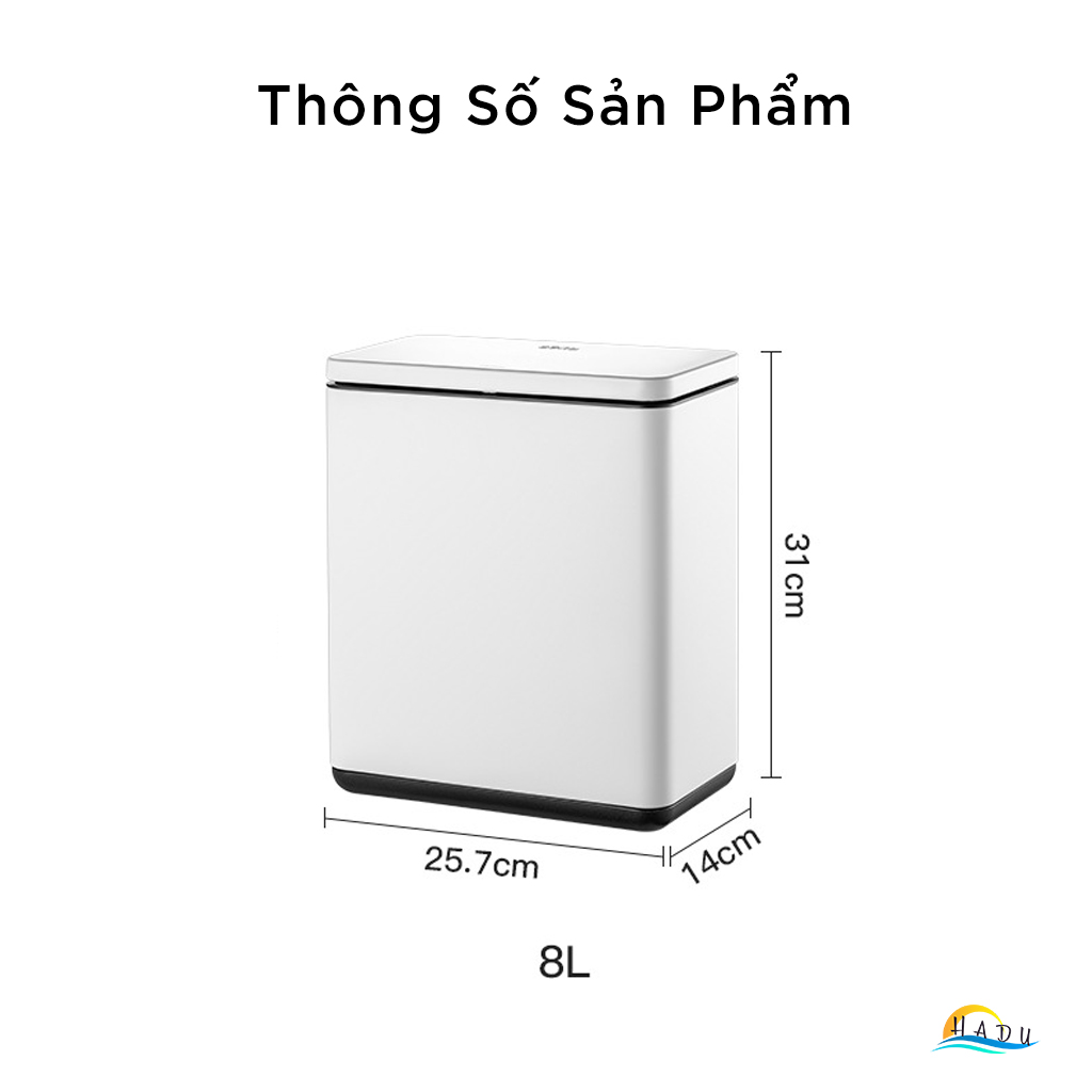 Thùng Rác Inox Chữ Nhật Hẹp CCKO 8L, Khử Mùi Bằng Than Hoạt Tính, Nhiều Màu