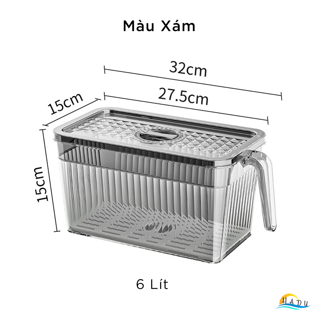 Hộp Bảo Quản Rau Củ Tủ Lạnh CCKO 6L, Có Rổ Lọc Chống Úng, Nắp Ghi Ngày, Nhiều Màu