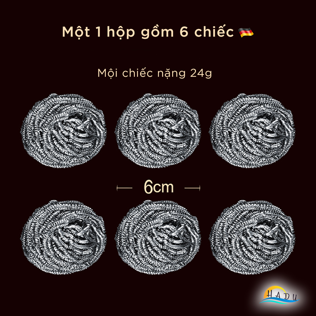 Bộ 6 Cọ Rửa Xoong Nồi Inox 304 SSGP, Kháng Khuẩn, Chống Gỉ, Đạt Chất Lượng LFGB Đức