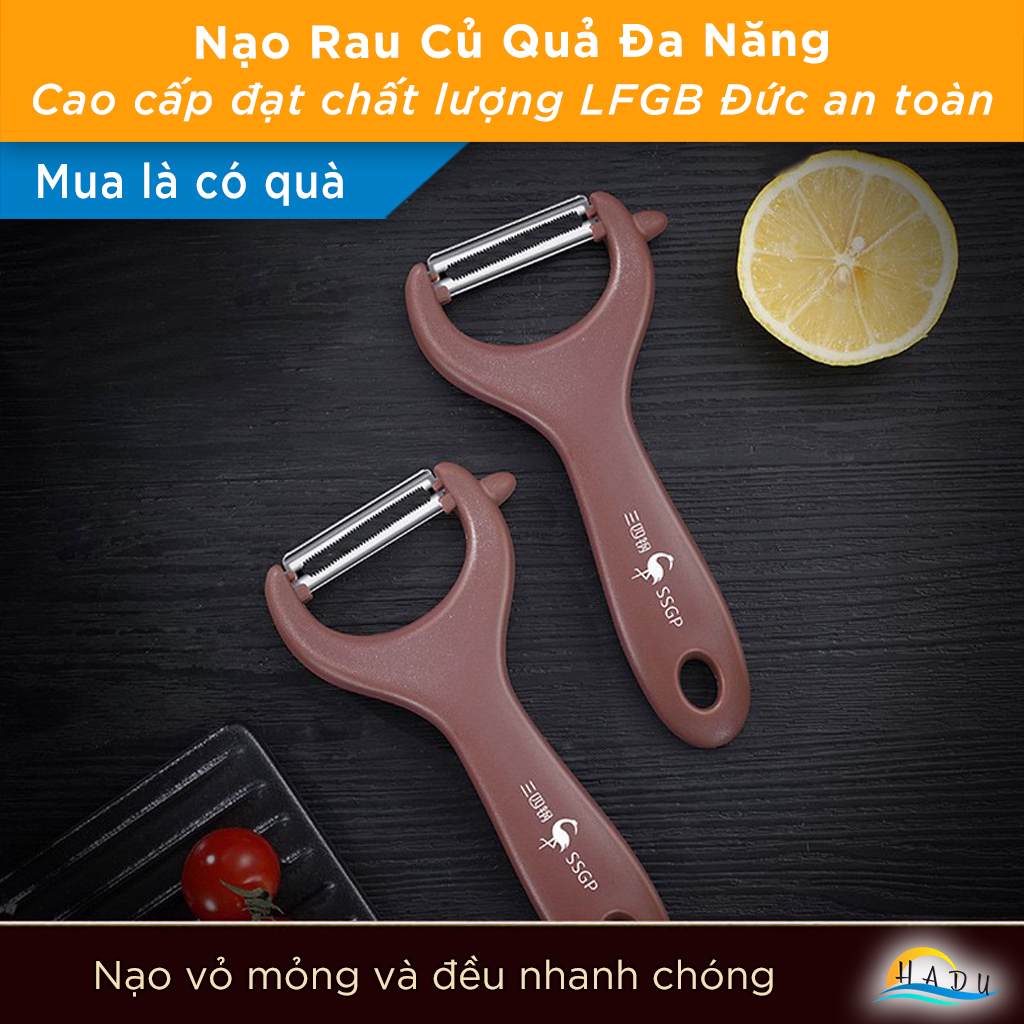 Nạo Rau Củ Quả Đa Năng SSGP, Dao Bào Gọt Vỏ Mỏng Lưỡi Thép 420 Siêu Bén, Có Đầu Lấy Mắt
