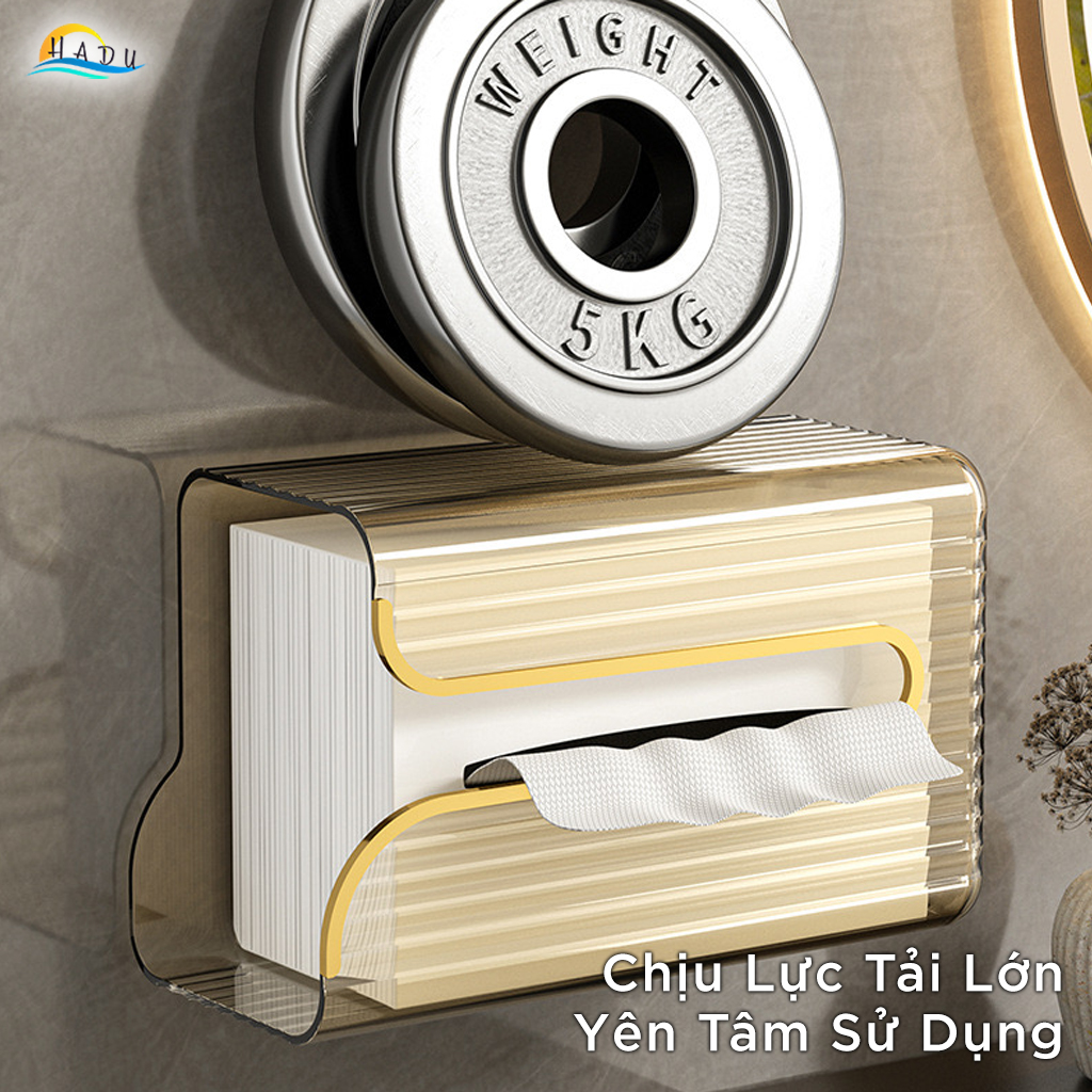 Hộp Đựng Khăn Giấy Treo Tường CCKO, Có Khay Đựng Đồ, Nhựa PET, Dán Tường, Nhiều Màu