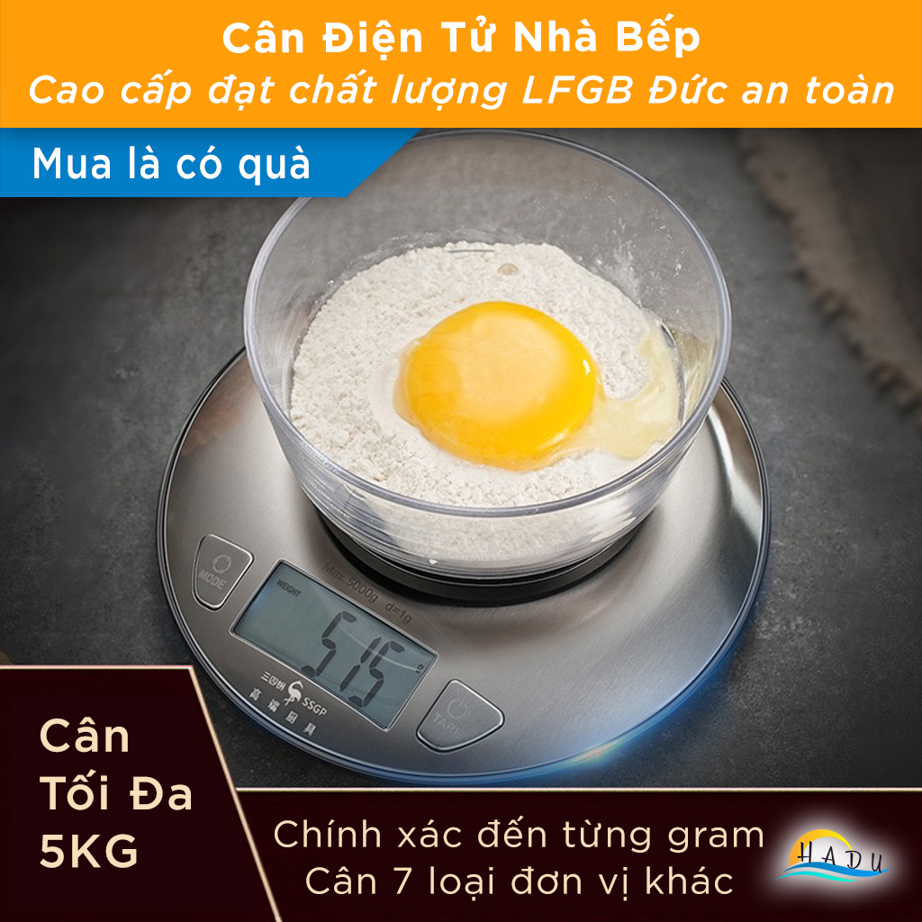 Cân Điện Tử 5KG – Thép Không Gỉ, Chuyển Đổi 7 Đơn Vị, Màn Hình Nghiêng Có Đèn, Cảm Biến Chính Xác, Tự Động Tắt SSGP