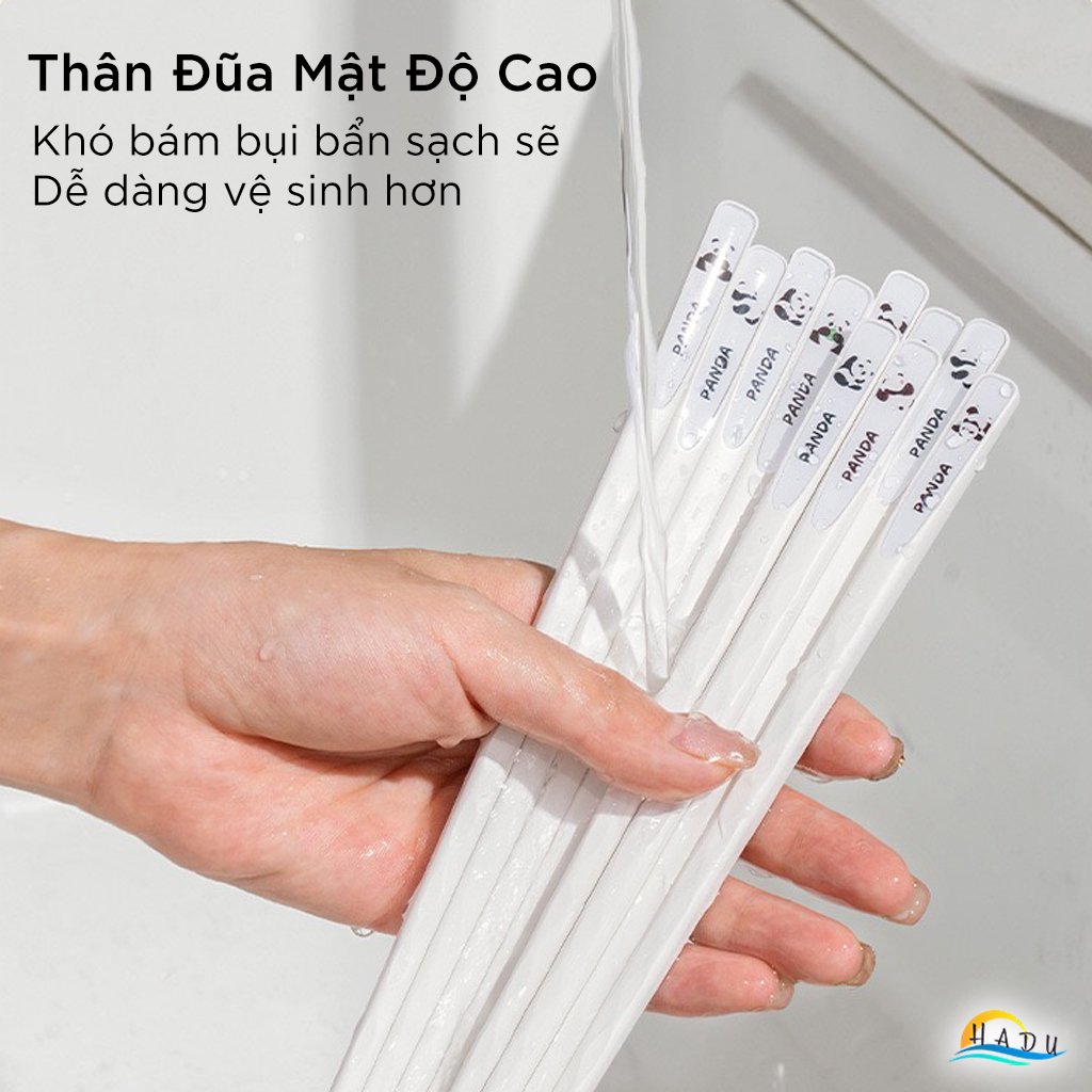Bộ 5 Đôi Đũa Sợi Thủy Tinh HADU Kháng Khuẩn, Chống Mốc, Đầu Nhám Chống Trơn, Màu Trắng