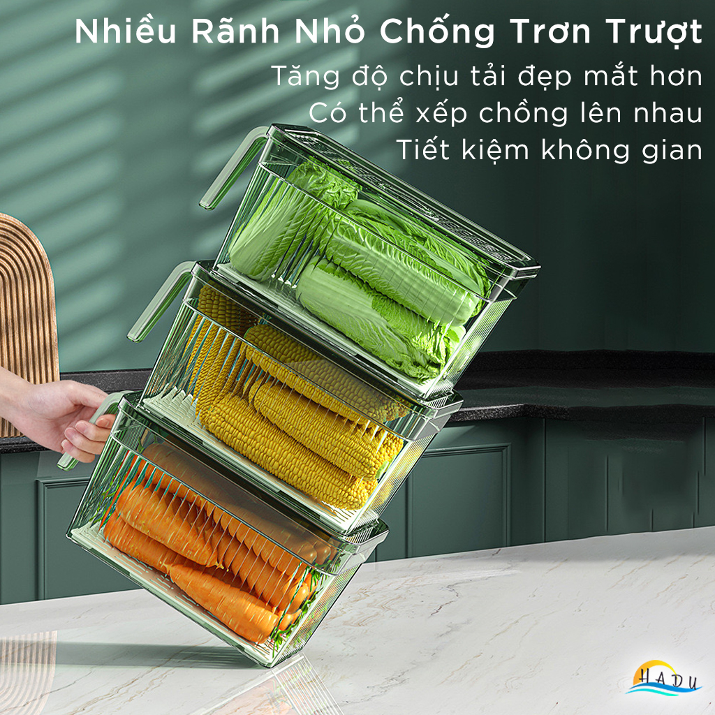 Hộp Bảo Quản Rau Củ Tủ Lạnh CCKO 6L, Có Rổ Lọc Chống Úng, Nắp Ghi Ngày, Nhiều Màu