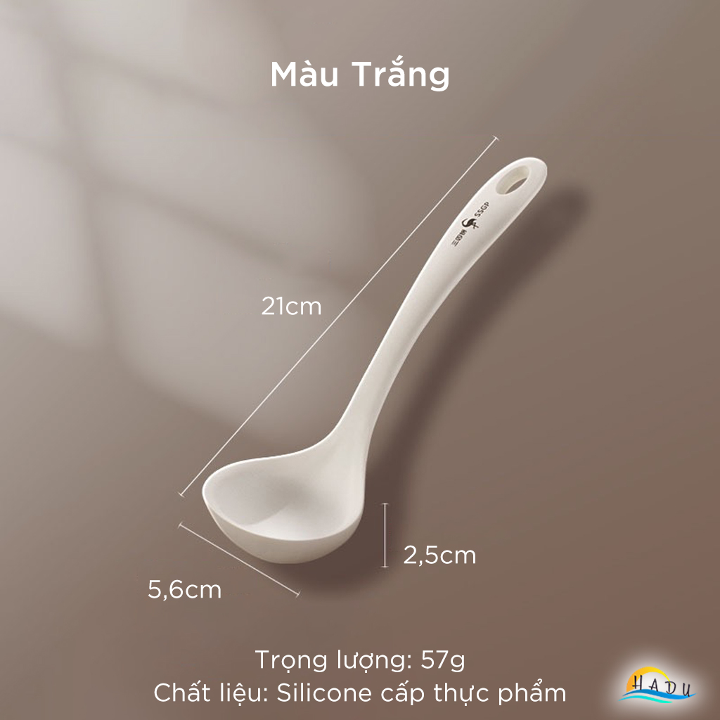 Muôi Múc Canh Silicone 21cm SSGP, Vá Canh Chống Dính Nhỏ Gọn Ăn Lẩu, Múc Cơm, Bảo Vệ Nồi Chảo