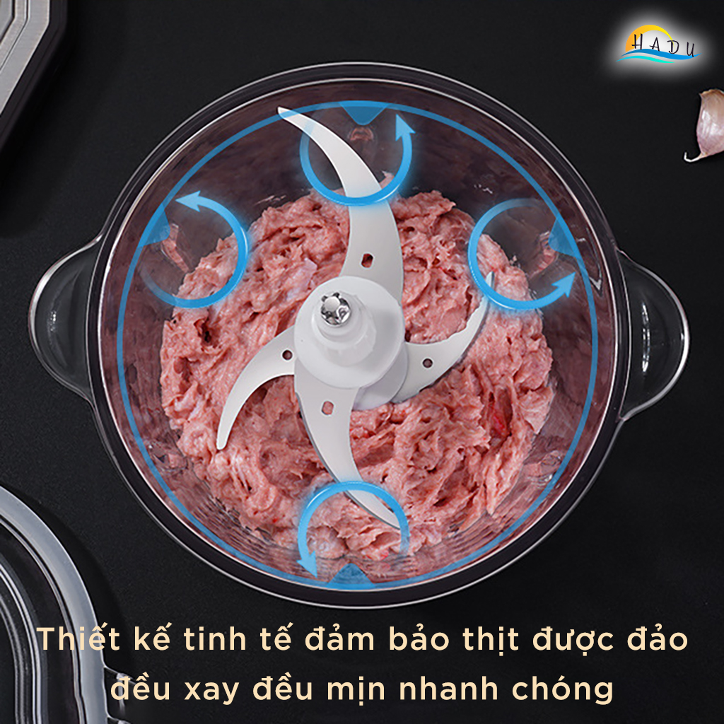 Máy Xay Thịt Cầm Tay Inox 304 Cao Cấp – Dung Tích 2L, Công Suất 400W, Lưỡi Dao Sắc Bén, An Toàn Sức Khỏe SSGP