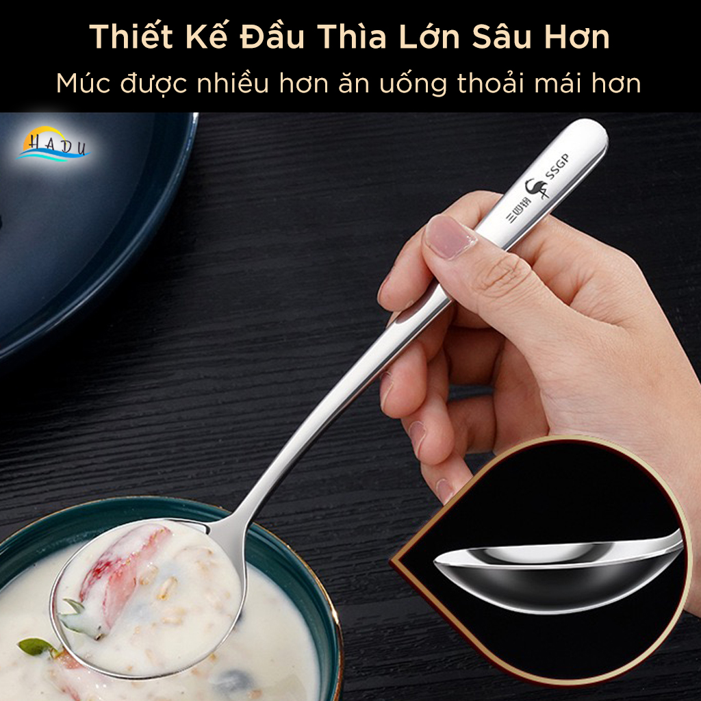 Thìa Ăn Cơm, Muỗng Ăn Phở Inox 316L SSGP Cao Cấp, Thìa Sâu Lòng Đúc Nguyên Khối Đạt Chất Lượng Đức LFGB