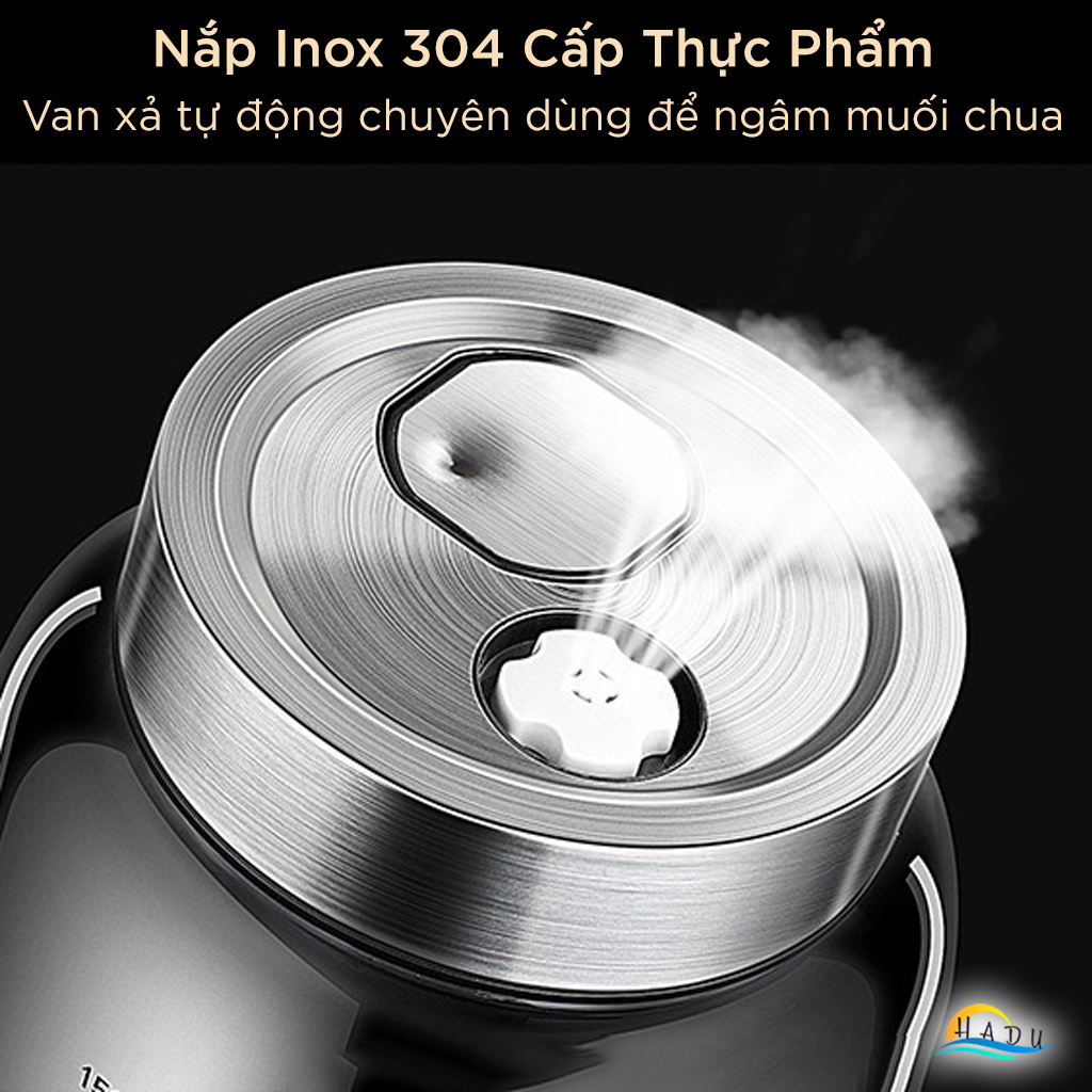 Hũ Thủy Tinh Muối Dưa SSGP, Có Van Xả Khí, Nắp Inox 304, Đạt Chất Lượng LFGB Đức