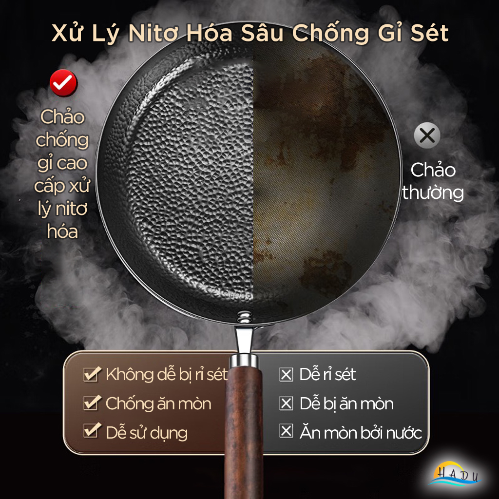 Chảo Gang Đúc Nguyên Khối Đã Tôi Chống Dính Cao Cấp SSGP, Chảo Chiên Rán Trứng Bít Tết Đạt Chất Lượng LFGB Đức