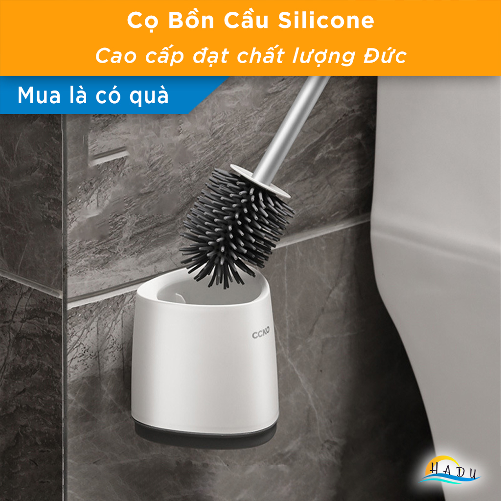 Cọ Bồn Cầu Silicon Dán Tường CCKO, Đế Thông Gió Chống Đọng Nước, Đầu Cọ Mềm, Màu Xám